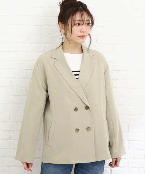 Cutie Blonde（キューティーブロンド）の「◆【S-L】ダブルブレストジャケット（テーラードジャケット・レディース・ベージュ/ライトグリーン・01/02/03）」の3枚目の写真
