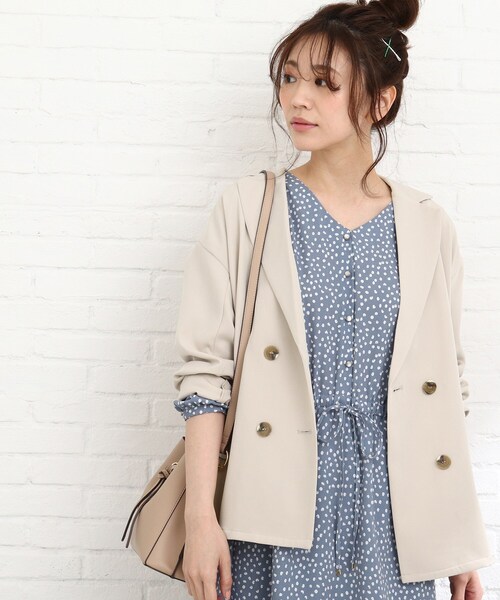 Cutie Blonde（キューティーブロンド）の「◆【S-L】ダブルブレストジャケット（テーラードジャケット・レディース・ベージュ/ライトグリーン・01/02/03）」の11枚目の写真