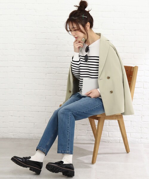 Cutie Blonde（キューティーブロンド）の「◆【S-L】ダブルブレストジャケット（テーラードジャケット・レディース・ベージュ/ライトグリーン・01/02/03）」の18枚目の写真