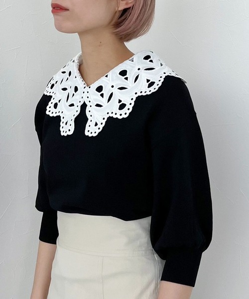 アイレットレース襟プルオーバー 2745 ニット セーター Mysty Woman ミスティウーマン のファッション通販 Zozotown