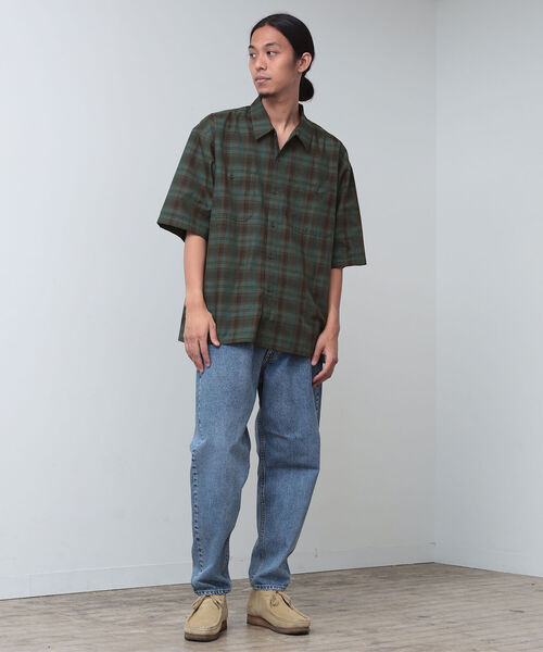 BEAMS(ビームス)の「BEAMS / T/Cツイル ワーク チェックイージーシャツ(シャツ/ブラウス・メンズ・ベージュ/グリーン・SMALL/MEDIUM/LARGE/X-LARGE)」の6枚目の写真