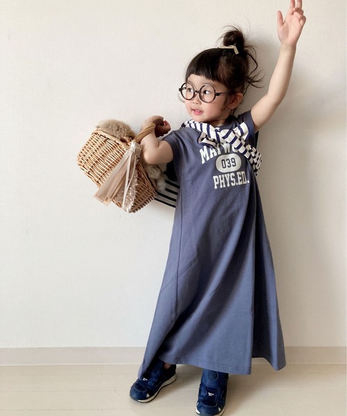 CIAOPANIC TYPY(チャオパニックティピー)の「【KIDS】USAカレッジワンピース(ワンピース・キッズ・ネイビー/グレー系その他・SMALL/MEDIUM/LARGE/X-LARGE/XX-LARGE)」の2枚目の写真