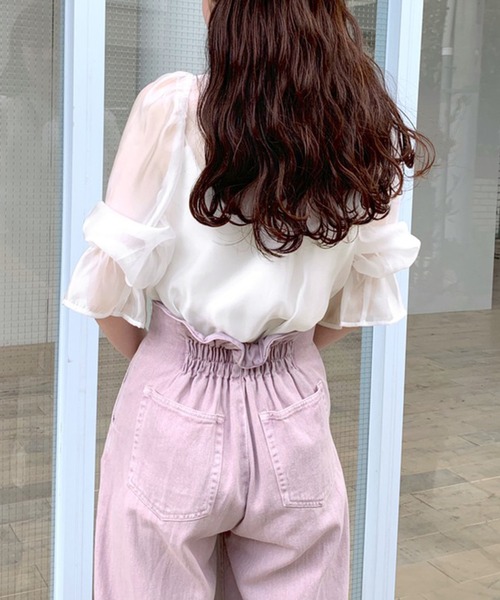 OLIVE des OLIVE（オリーブデオリーブ）の「ダブルフロントシアーブラウス（シャツ/ブラウス・レディース・ブラック/ベージュ/オフホワイト・FREE）」の9枚目の写真