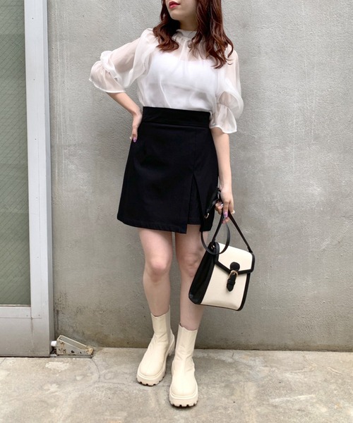 OLIVE des OLIVE（オリーブデオリーブ）の「ダブルフロントシアーブラウス（シャツ/ブラウス・レディース・ブラック/ベージュ/オフホワイト・FREE）」の10枚目の写真