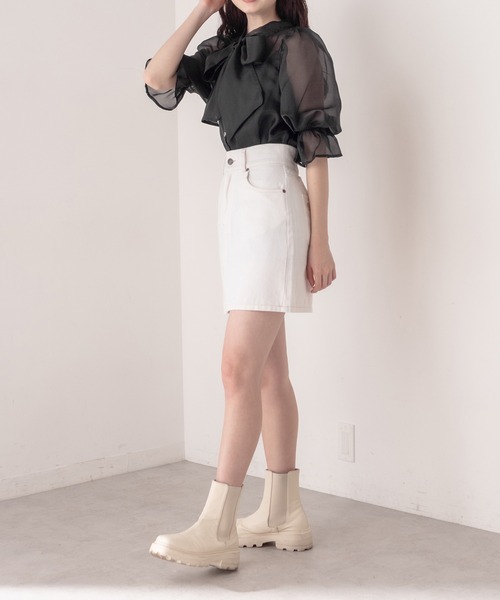 OLIVE des OLIVE（オリーブデオリーブ）の「ダブルフロントシアーブラウス（シャツ/ブラウス・レディース・ブラック/ベージュ/オフホワイト・FREE）」の15枚目の写真