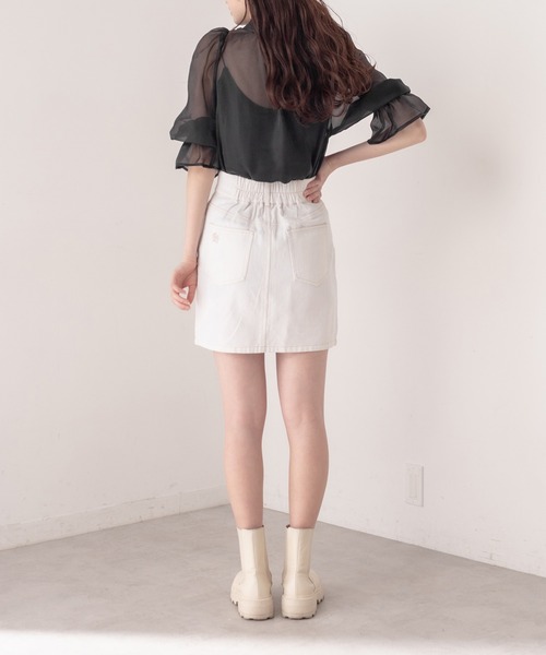 OLIVE des OLIVE（オリーブデオリーブ）の「ダブルフロントシアーブラウス（シャツ/ブラウス・レディース・ブラック/ベージュ/オフホワイト・FREE）」の16枚目の写真