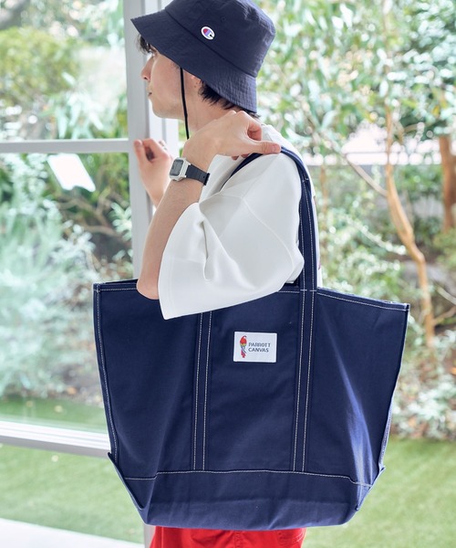 PARROTT CANVAS(パロットキャンバス)の「【PARROTT CANVAS】別注キャンバストートバッグ(トートバッグ・メンズ・ホワイト/ネイビー/グリーン・FREE)」の3枚目の写真