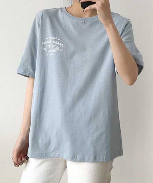Bifrost（ビフレスト）の「手書き風イラストＴシャツ（Tシャツ/カットソー・レディース・ダークブルー/ライトブルー・F）」の2枚目の写真