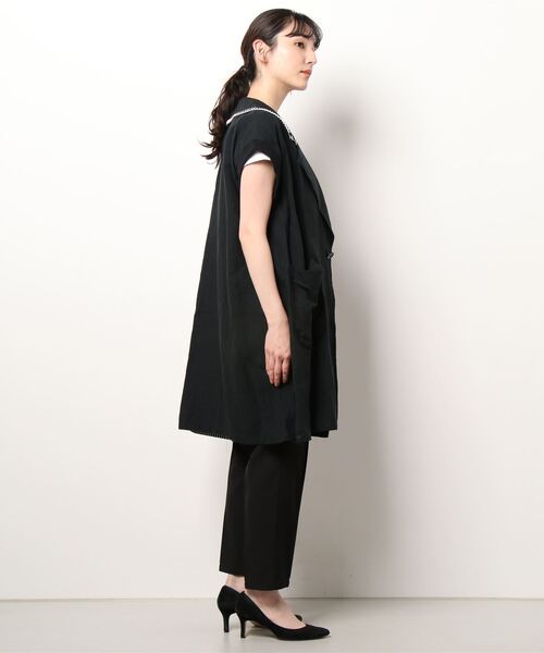 gomme（ゴム）の「フレンチリネン　ノースリーブジャケット（その他アウター・レディース・キナリ/ブラック・MEDIUM）」の7枚目の写真