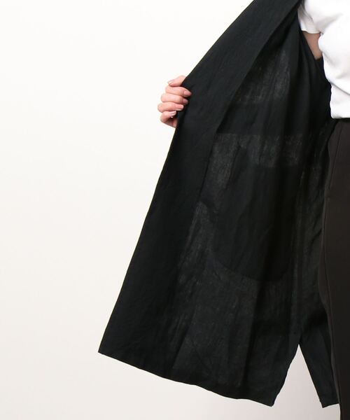 gomme（ゴム）の「フレンチリネン　ノースリーブジャケット（その他アウター・レディース・キナリ/ブラック・MEDIUM）」の12枚目の写真