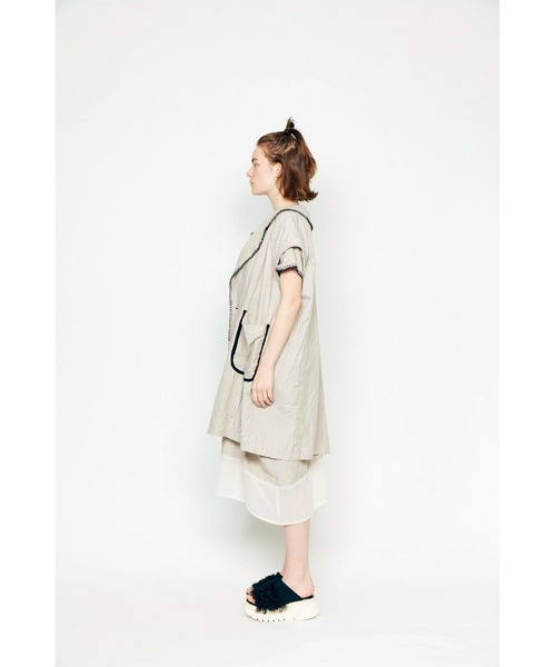 gomme（ゴム）の「フレンチリネン　ノースリーブジャケット（その他アウター・レディース・キナリ/ブラック・MEDIUM）」の14枚目の写真