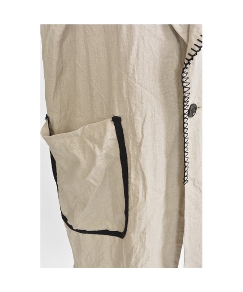 gomme（ゴム）の「フレンチリネン　ノースリーブジャケット（その他アウター・レディース・キナリ/ブラック・MEDIUM）」の4枚目の写真