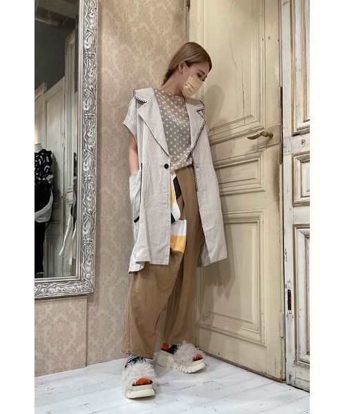 gomme（ゴム）の「フレンチリネン　ノースリーブジャケット（その他アウター・レディース・キナリ/ブラック・MEDIUM）」の21枚目の写真