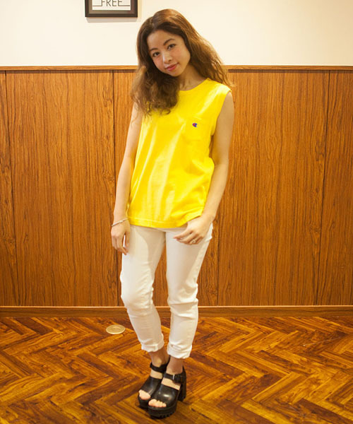 Champion(チャンピオン)の「【Gina掲載】【カタログ掲載】(CHAMPION/ROSEBUD) CWSF331 20S/1 JERSEY SLEEVELESS POCKET TEE(Tシャツ/カットソー・レディース・ホワイト/グレー/イエロー/ブラック/ネイビー/ラベンダー・S/M)」の6枚目の写真