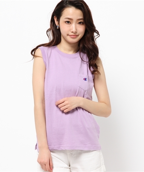 Champion(チャンピオン)の「【Gina掲載】【カタログ掲載】(CHAMPION/ROSEBUD) CWSF331 20S/1 JERSEY SLEEVELESS POCKET TEE(Tシャツ/カットソー・レディース・ホワイト/グレー/イエロー/ブラック/ネイビー/ラベンダー・S/M)」の5枚目の写真