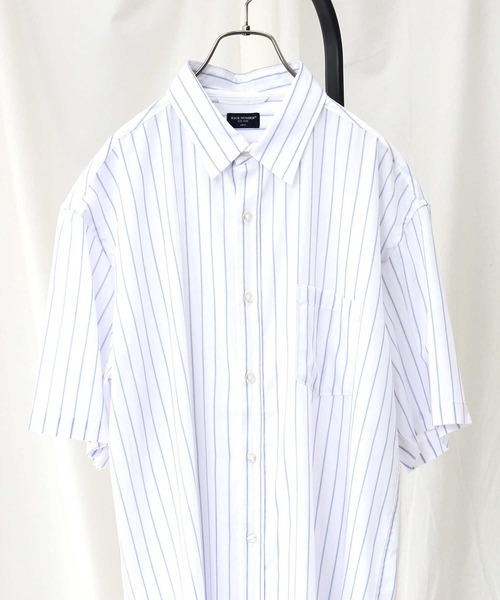 BACK NUMBER（バックナンバー）の「接触冷感の生地で夏でも涼しく【BACK NUMBER】「COOL」半袖シャツ（シャツ/ブラウス・メンズ・ブラック/ブルー/ホワイト×ブルー/ホワイト/サックスブルー/ケリー・L/M/S/XL）」の3枚目の写真