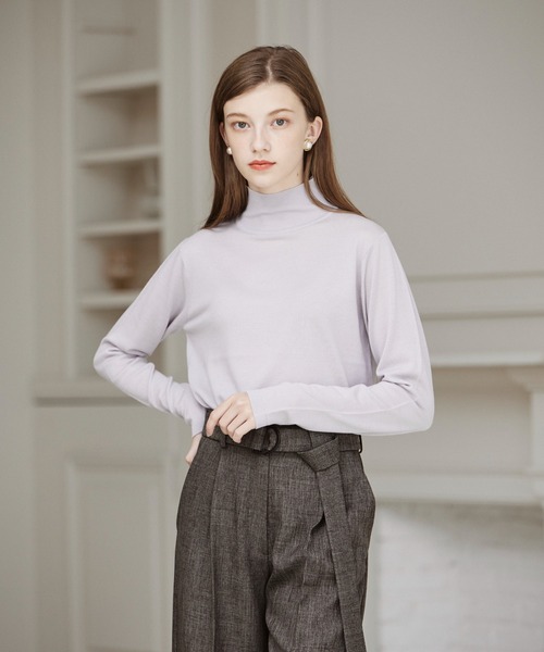 INED CLARO（イネドクラロ）の「ウォッシャブルウールハイネックニット（ニット/セーター・レディース・グレー/ブラック/ホワイト・フリー）」の5枚目の写真