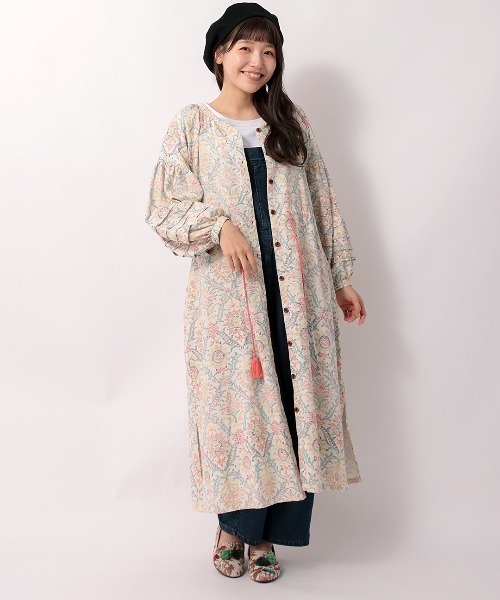 チチカカ（チチカカ）の「ボタニダマスク ブロックプリントワンピース（シャツワンピース・レディース・アイボリー/ブラウン/ライトブルー・FREE）」の8枚目の写真