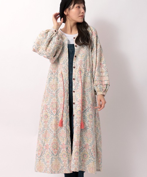 チチカカ（チチカカ）の「ボタニダマスク ブロックプリントワンピース（シャツワンピース・レディース・アイボリー/ブラウン/ライトブルー・FREE）」の9枚目の写真