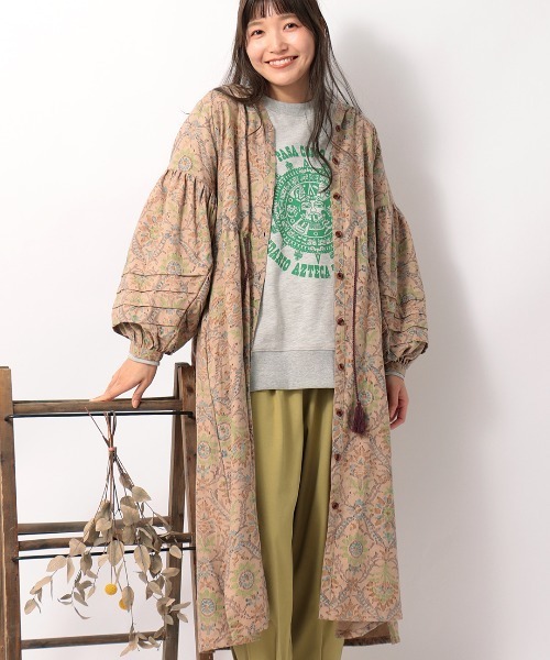 チチカカ（チチカカ）の「ボタニダマスク ブロックプリントワンピース（シャツワンピース・レディース・アイボリー/ブラウン/ライトブルー・FREE）」の6枚目の写真