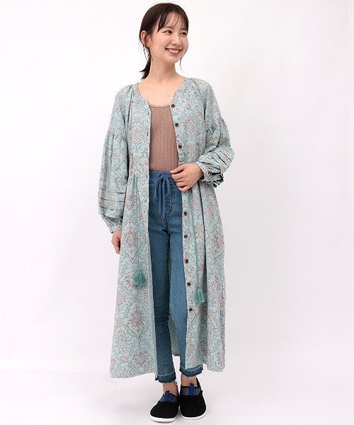 チチカカ（チチカカ）の「ボタニダマスク ブロックプリントワンピース（シャツワンピース・レディース・アイボリー/ブラウン/ライトブルー・FREE）」の17枚目の写真