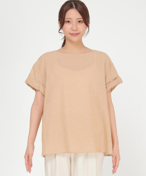 LBC(エルビーシー)の「チェックツイストスリーブブラウス(シャツ/ブラウス・レディース・オフホワイト/ブラック/ライトブラウン・M/L)」の12枚目の写真