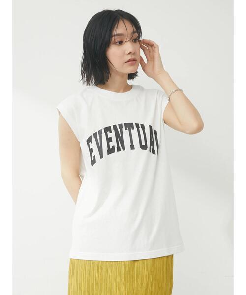 Green　Parks（グリーンパークス）の「フレンチスリーブカレッジロゴTシャツ（Tシャツ/カットソー・レディース・ブラック/オフホワイト/ベージュ・FREE）」の21枚目の写真