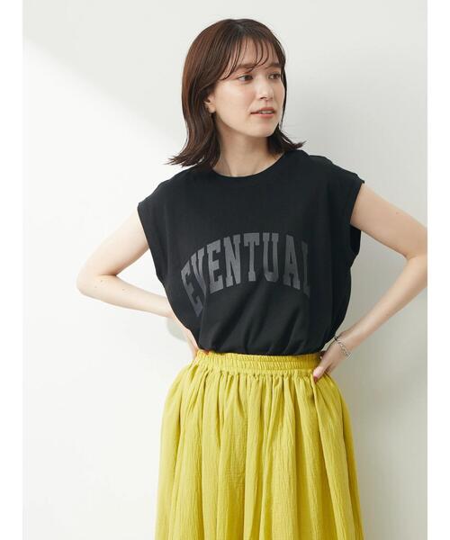 Green　Parks（グリーンパークス）の「フレンチスリーブカレッジロゴTシャツ（Tシャツ/カットソー・レディース・ブラック/オフホワイト/ベージュ・FREE）」の22枚目の写真