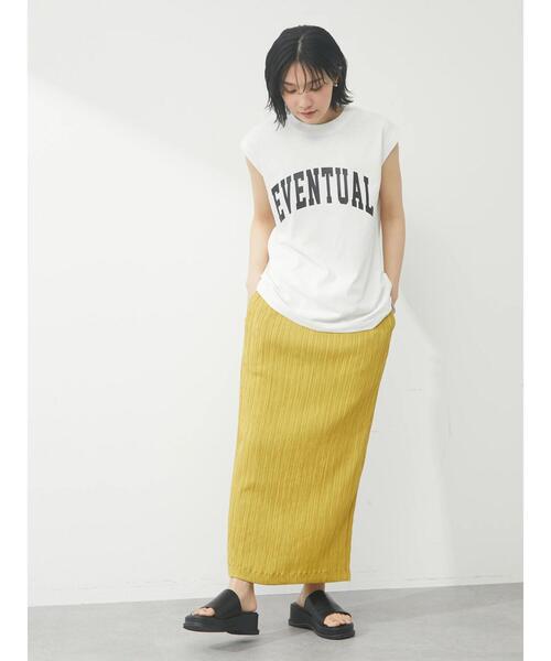 Green　Parks（グリーンパークス）の「フレンチスリーブカレッジロゴTシャツ（Tシャツ/カットソー・レディース・ブラック/オフホワイト/ベージュ・FREE）」の10枚目の写真