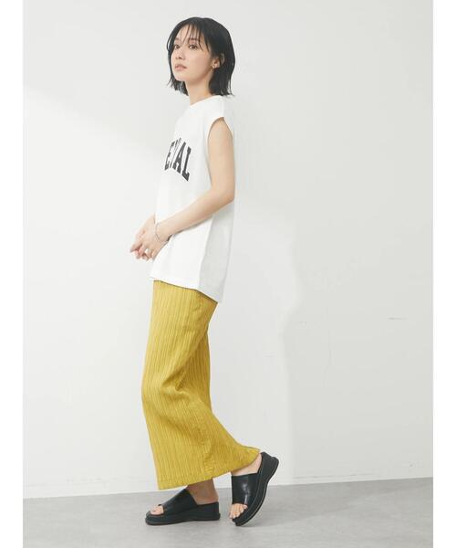 Green　Parks（グリーンパークス）の「フレンチスリーブカレッジロゴTシャツ（Tシャツ/カットソー・レディース・ブラック/オフホワイト/ベージュ・FREE）」の13枚目の写真