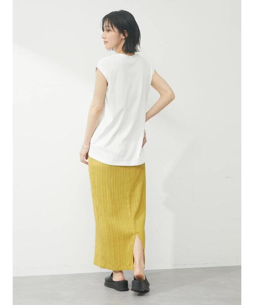 Green　Parks（グリーンパークス）の「フレンチスリーブカレッジロゴTシャツ（Tシャツ/カットソー・レディース・ブラック/オフホワイト/ベージュ・FREE）」の15枚目の写真