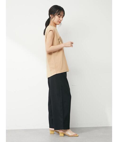 Green　Parks（グリーンパークス）の「フレンチスリーブカレッジロゴTシャツ（Tシャツ/カットソー・レディース・ブラック/オフホワイト/ベージュ・FREE）」の11枚目の写真