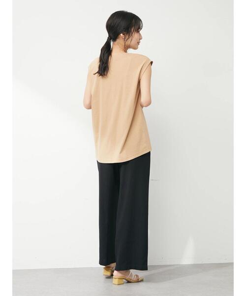 Green　Parks（グリーンパークス）の「フレンチスリーブカレッジロゴTシャツ（Tシャツ/カットソー・レディース・ブラック/オフホワイト/ベージュ・FREE）」の14枚目の写真