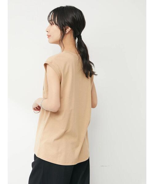 Green　Parks（グリーンパークス）の「フレンチスリーブカレッジロゴTシャツ（Tシャツ/カットソー・レディース・ブラック/オフホワイト/ベージュ・FREE）」の20枚目の写真