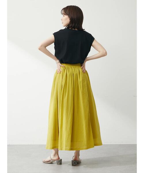 Green　Parks（グリーンパークス）の「フレンチスリーブカレッジロゴTシャツ（Tシャツ/カットソー・レディース・ブラック/オフホワイト/ベージュ・FREE）」の9枚目の写真