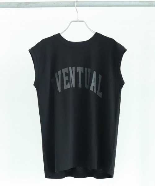 Green　Parks（グリーンパークス）の「フレンチスリーブカレッジロゴTシャツ（Tシャツ/カットソー・レディース・ブラック/オフホワイト/ベージュ・FREE）」の2枚目の写真