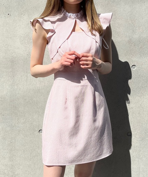 TITTY&CO.（ティティーアンドコー）の「【TITTY&CO.】ストライプミニワンピース（ワンピース・レディース・ブラック/ピンク/ブルー・SMALL/MEDIUM）」の9枚目の写真