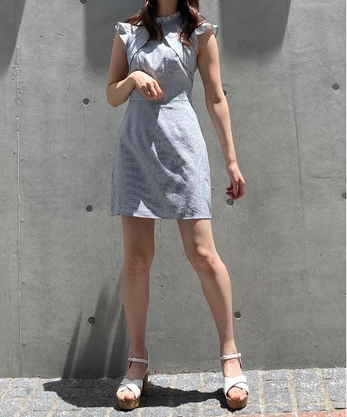 TITTY&CO.（ティティーアンドコー）の「【TITTY&CO.】ストライプミニワンピース（ワンピース・レディース・ブラック/ピンク/ブルー・SMALL/MEDIUM）」の6枚目の写真