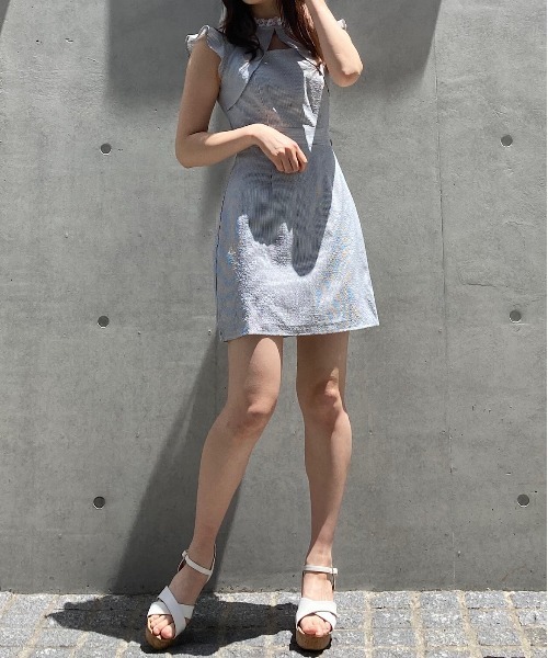 TITTY&CO.（ティティーアンドコー）の「【TITTY&CO.】ストライプミニワンピース（ワンピース・レディース・ブラック/ピンク/ブルー・SMALL/MEDIUM）」の7枚目の写真