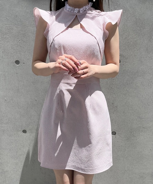 TITTY&CO.（ティティーアンドコー）の「【TITTY&CO.】ストライプミニワンピース（ワンピース・レディース・ブラック/ピンク/ブルー・SMALL/MEDIUM）」の10枚目の写真