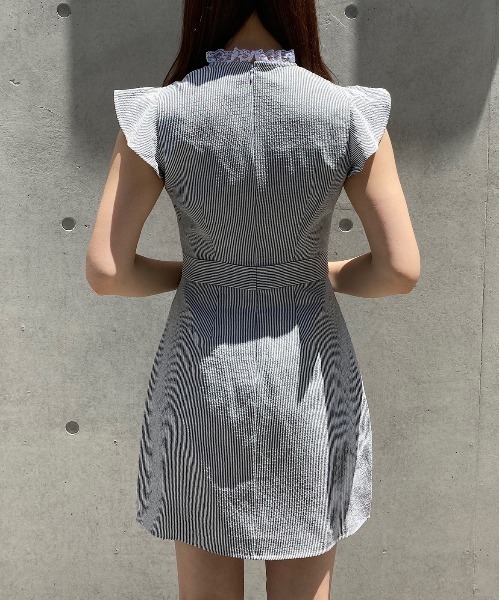 TITTY&CO.（ティティーアンドコー）の「【TITTY&CO.】ストライプミニワンピース（ワンピース・レディース・ブラック/ピンク/ブルー・SMALL/MEDIUM）」の5枚目の写真