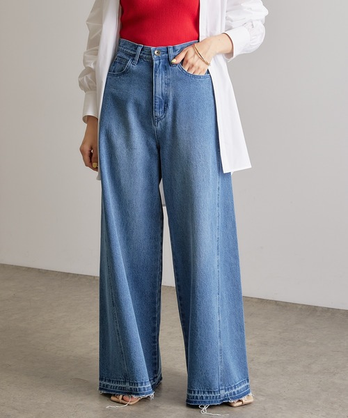 COLLAGE GALLARDAGALANTE（コラージュガリャルダガランテ）の「拘りのボリューム感/足長効果/スプレッドデニム/Q.anos/キュアノス（デニムパンツ・レディース・ブルー・0/1）」の9枚目の写真
