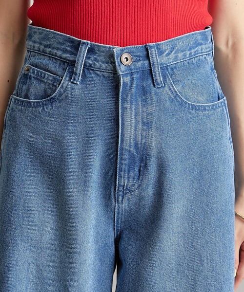 COLLAGE GALLARDAGALANTE（コラージュガリャルダガランテ）の「拘りのボリューム感/足長効果/スプレッドデニム/Q.anos/キュアノス（デニムパンツ・レディース・ブルー・0/1）」の4枚目の写真