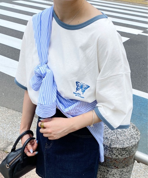 PairPair（ペアペア）の「アソートリンガーＴ(ユニセックス)（Tシャツ/カットソー・レディース・ブラック/オフホワイト/ホワイト系その他/グレイッシュブルー・MEDIUM/LARGE）」の2枚目の写真