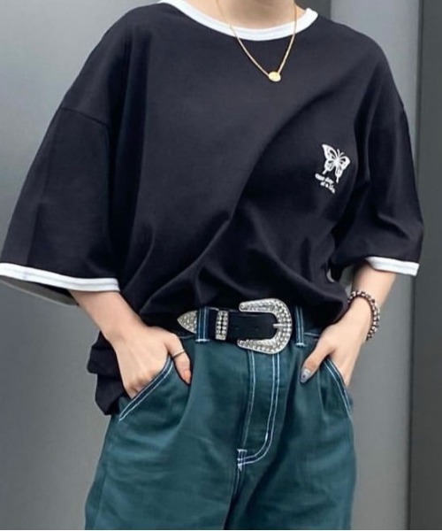 PairPair（ペアペア）の「アソートリンガーＴ(ユニセックス)（Tシャツ/カットソー・レディース・ブラック/オフホワイト/ホワイト系その他/グレイッシュブルー・MEDIUM/LARGE）」の3枚目の写真