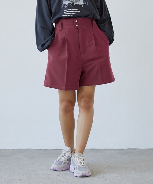 179/WG(イチナナキュウダブルジー)の「センタータックショートパンツ(その他パンツ・レディース・ブラック/パープル/グリーン・MEDIUM)」の3枚目の写真