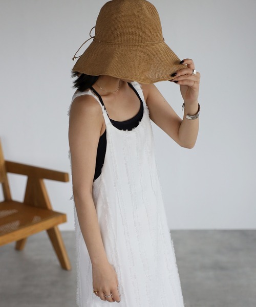 Bonjour Sagan（ボンジュールサガン）の「フリンジストライプキャミワンピース（ワンピース・レディース・オフホワイト・FREE）」の10枚目の写真