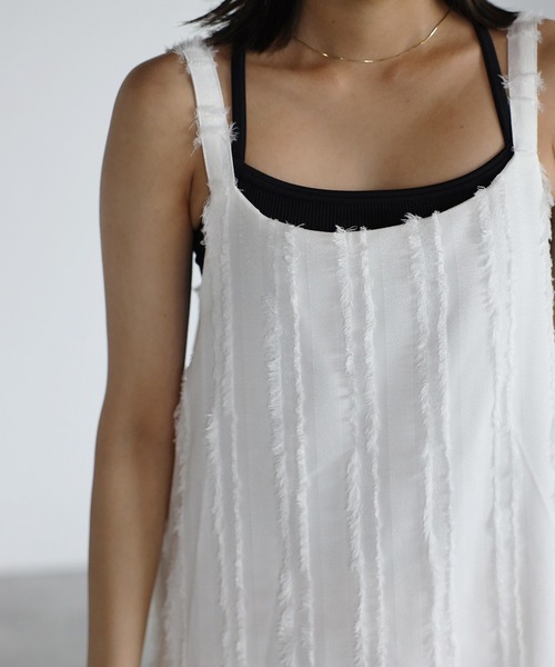 Bonjour Sagan（ボンジュールサガン）の「フリンジストライプキャミワンピース（ワンピース・レディース・オフホワイト・FREE）」の12枚目の写真