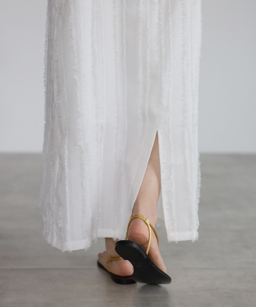 Bonjour Sagan（ボンジュールサガン）の「フリンジストライプキャミワンピース（ワンピース・レディース・オフホワイト・FREE）」の9枚目の写真