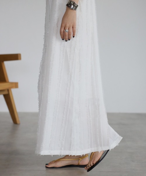 Bonjour Sagan（ボンジュールサガン）の「フリンジストライプキャミワンピース（ワンピース・レディース・オフホワイト・FREE）」の2枚目の写真